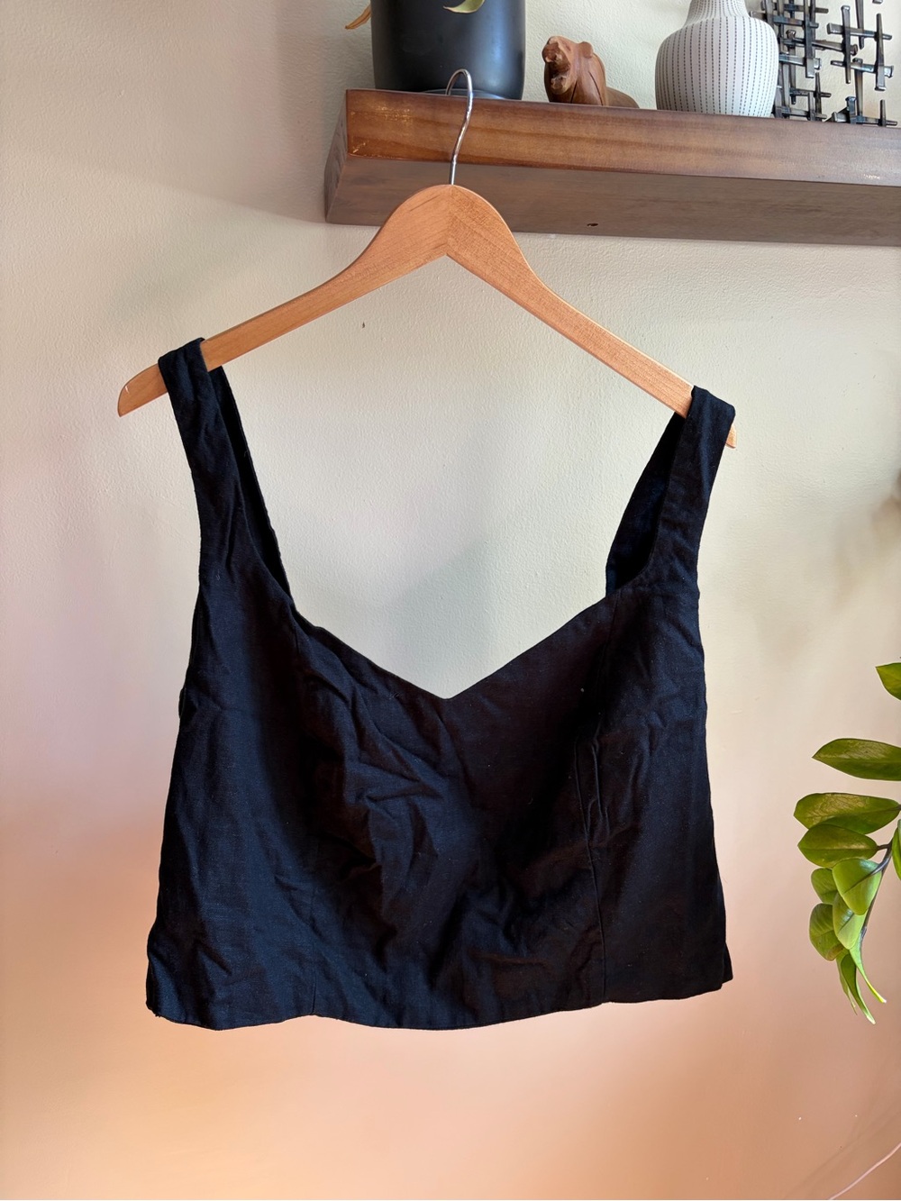 NWT a new day Linen Square Neck Top